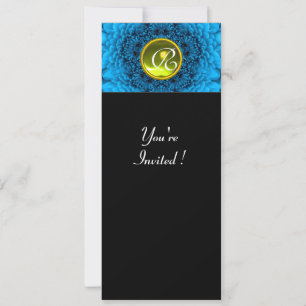 BLUE DAHLIA, TOPAZ ,bright green black yellow Invitation