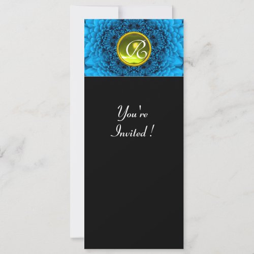 BLUE DAHLIA TOPAZ bright green black yellow Invitation