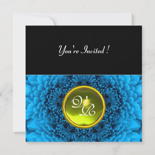 BLUE DAHLIA TOPAZ bright green black yellow Invitation