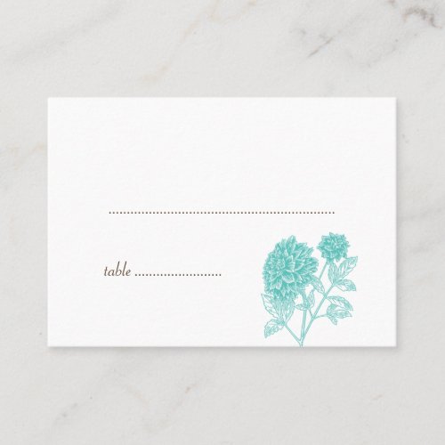 Blue dahlia wedding escort seating place cards business card template