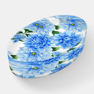 Blue Dahlias Watercolor Flowers Paperweight