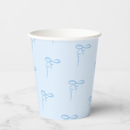 Blue dainty bow pattern boy baby shower paper cups