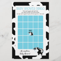 Blue Dairy Cow Baby Shower Bingo Game