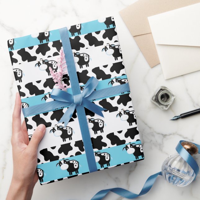 Blue Dairy Cow Baby Shower Wrapping Paper (Gifting)