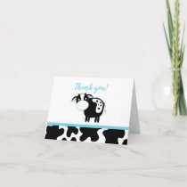Blue Dairy Cow Boy Farm Baby Shower Thank you note