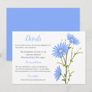 Blue Daisies Directions Details Wedding Flowers Invitation