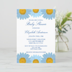 Blue Daisies Floral Baby Shower Invitation