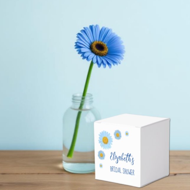 Blue Daisies Floral Bridal Shower Favor Boxes (Creator Uploaded)