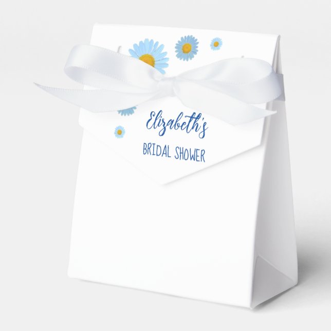 Blue Daisies Floral Bridal Shower Favor Boxes (Front Side)