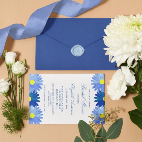 Blue Daisies Floral Bridal Shower Invitation