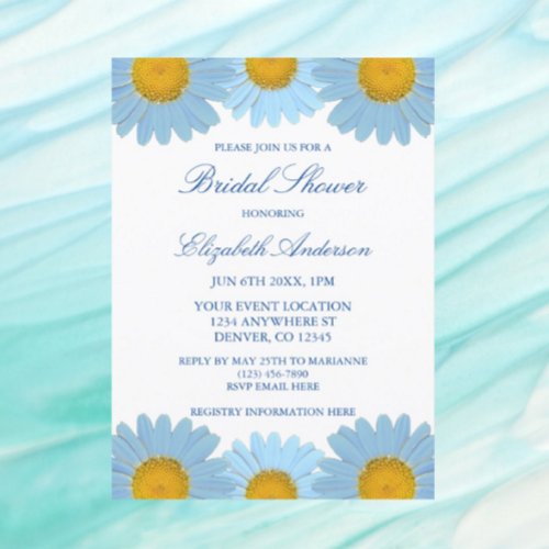 Blue Daisies Floral Bridal Shower Invitation