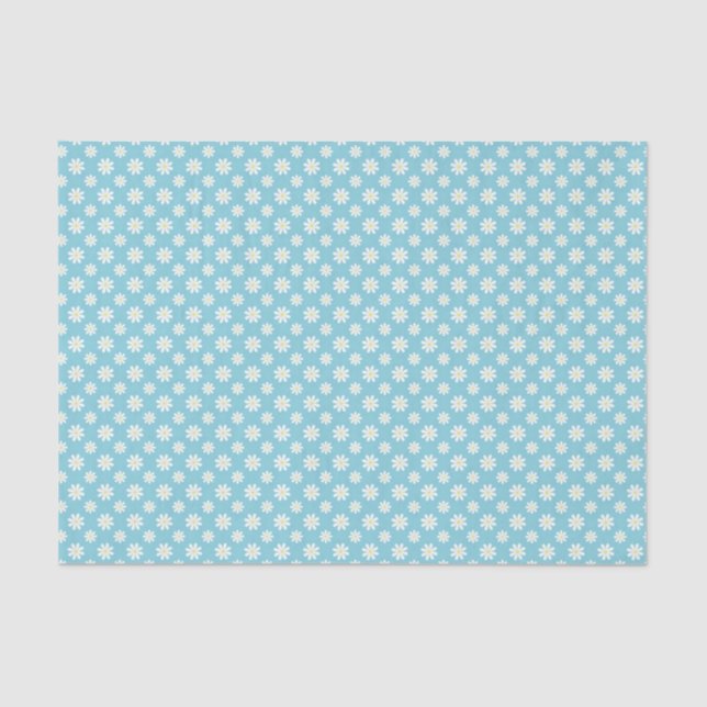 Blue Daisies Floral Pattern Tissue Paper (Front)