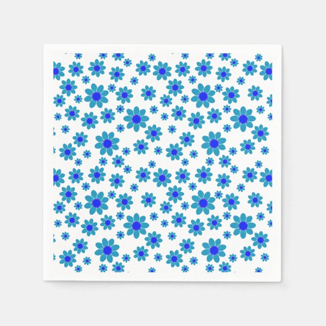 Blue Daisies | Floral Repeating Daisy Pattern Napkins (Front)
