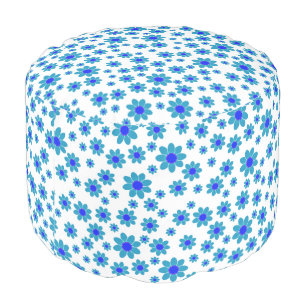Blue Daisies Floral Repeating Daisy Pattern Pouf