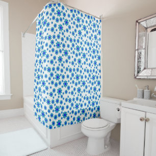 Blue Daisies   Floral Repeating Daisy Pattern Shower Curtain