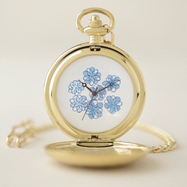 Blue Daisies Pocket Watch (Inside)