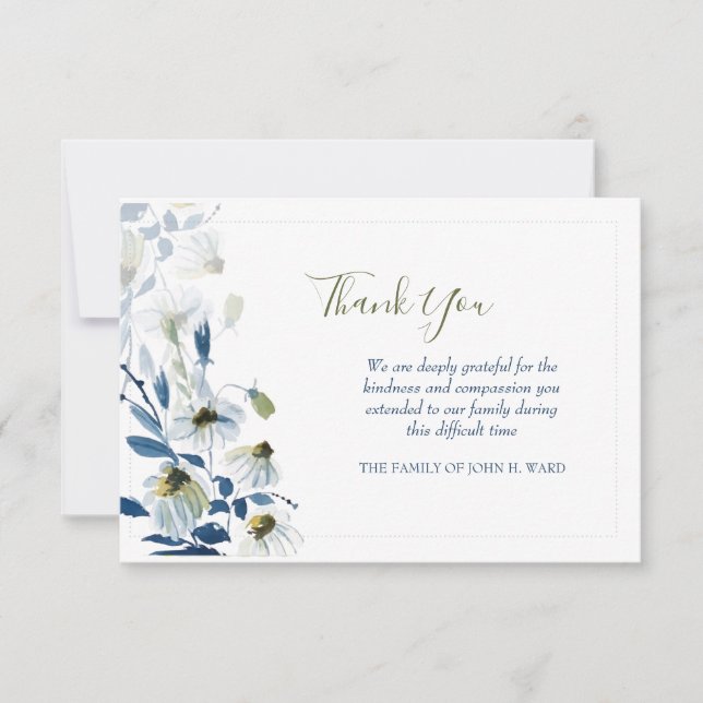 Blue Daisies Sympathy Thank You Card (Front)