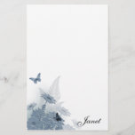 Blue Daisies W/ Butterflies Stationery at Zazzle