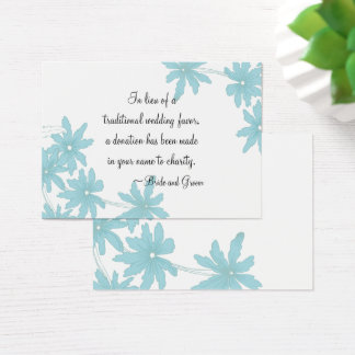 Blue Daisies Wedding Charity Favor Card