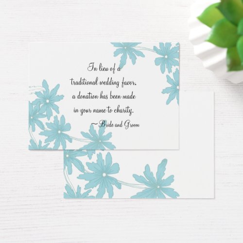 Blue Daisies Wedding Charity Favor Card Business Card