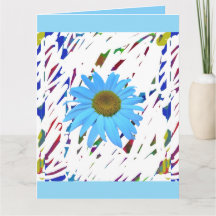 Blue Daisy Abstract Graphic Folded Greeting Card