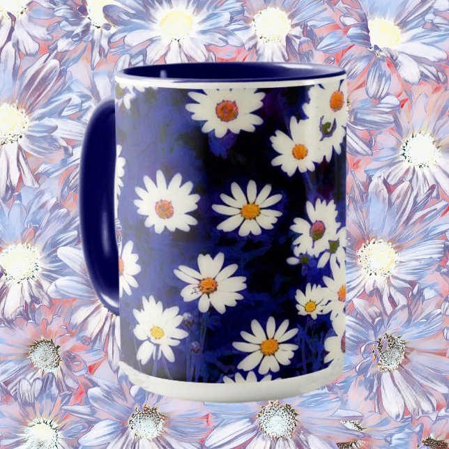 Blue Daisy Art Flower Mug Cup (Creator Uploaded)