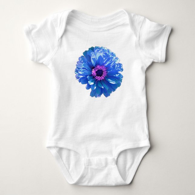 Blue Daisy, blue floral photo Baby Bodysuit (Front)