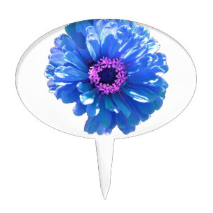 Blue daisy blue floral photo cake topper