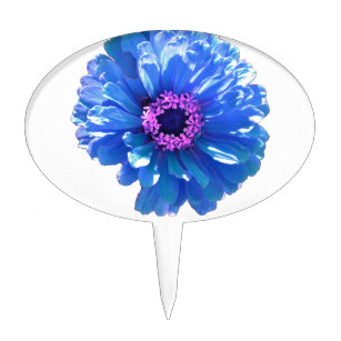 Blue daisy blue floral photo cake topper