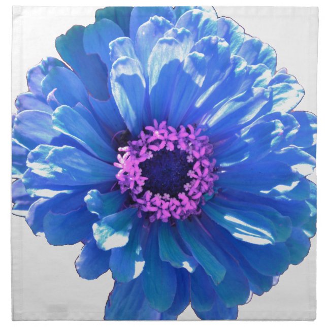 Blue daisy blue floral photo cloth napkin (Front)