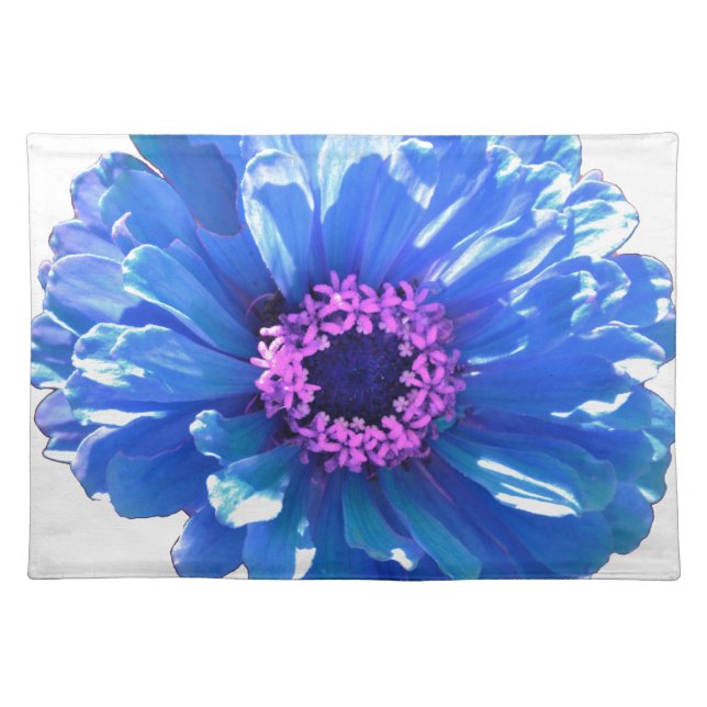 Blue daisy blue floral photo cloth placemat (Front)