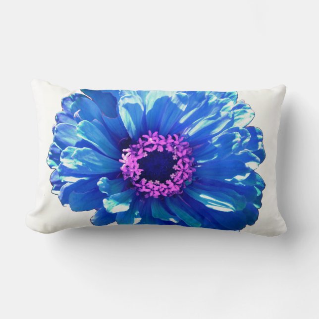 Blue daisy blue floral photo lumbar pillow (Front)