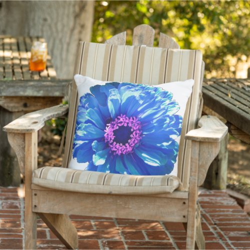 Blue daisy blue floral photo outdoor pillow