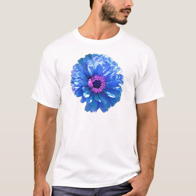 Blue daisy blue floral photo T-Shirt (Front)