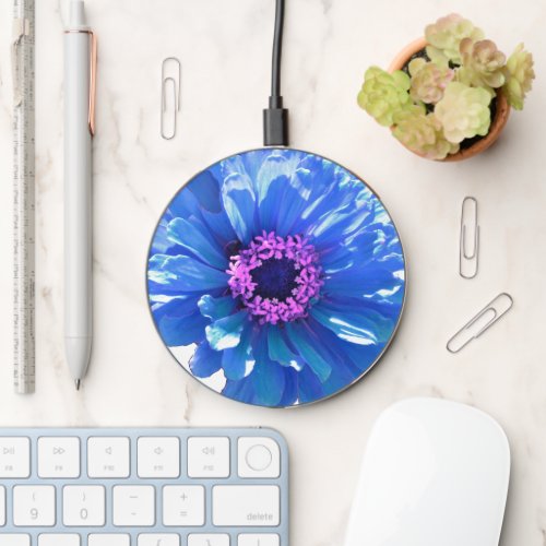 Blue Daisy blue flower blue floral  Wireless Charger