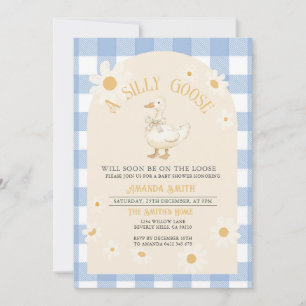 Blue Daisy Boy Goose Baby Shower  Invitation