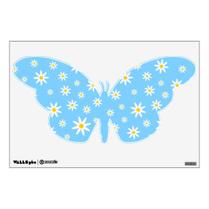 Blue Daisy Butterfly Wall Decal