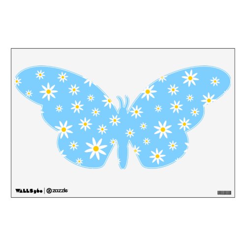 Blue Daisy Butterfly Wall Decal