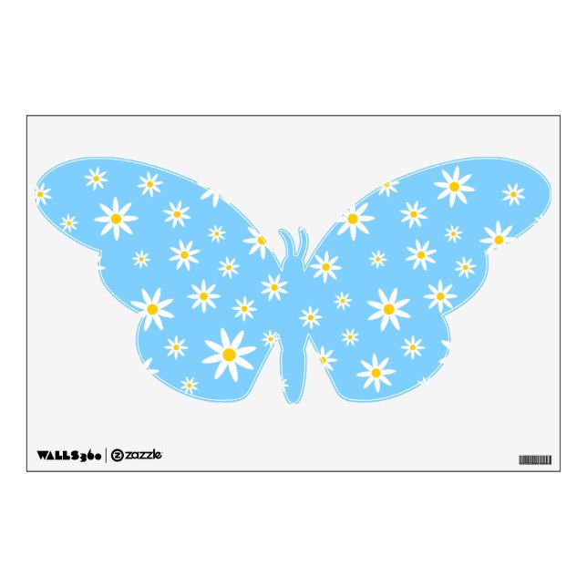 Blue Daisy Butterfly Wall Decal (Front)