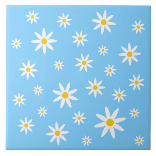 Blue Daisy Ceramic Tile