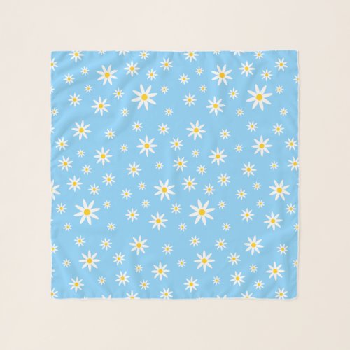 Blue Daisy Chiffon Scarf