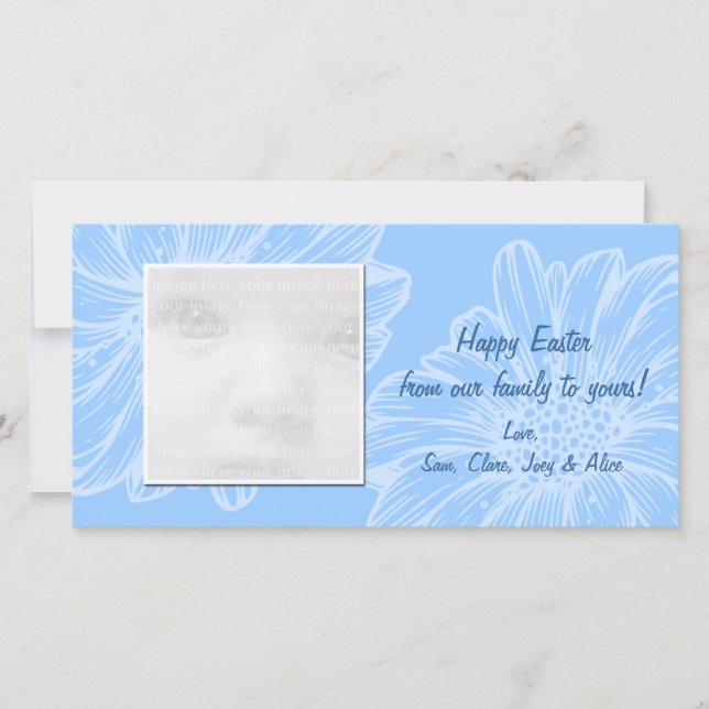 Blue Daisy Easter Photo Cards (Front)