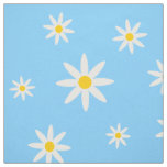 Daisy Floral White Blue Aqua Fabric | Zazzle