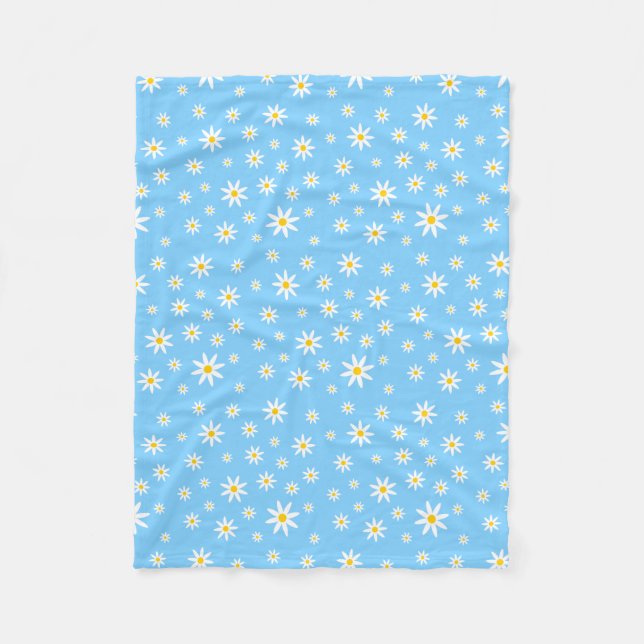 Blue Daisy Fleece Blanket (Front)