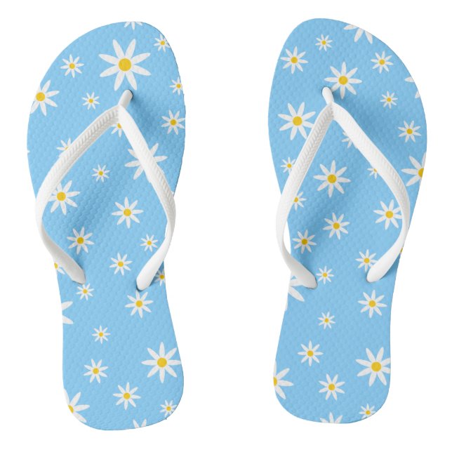 Blue Daisy Flip Flops (Footbed)