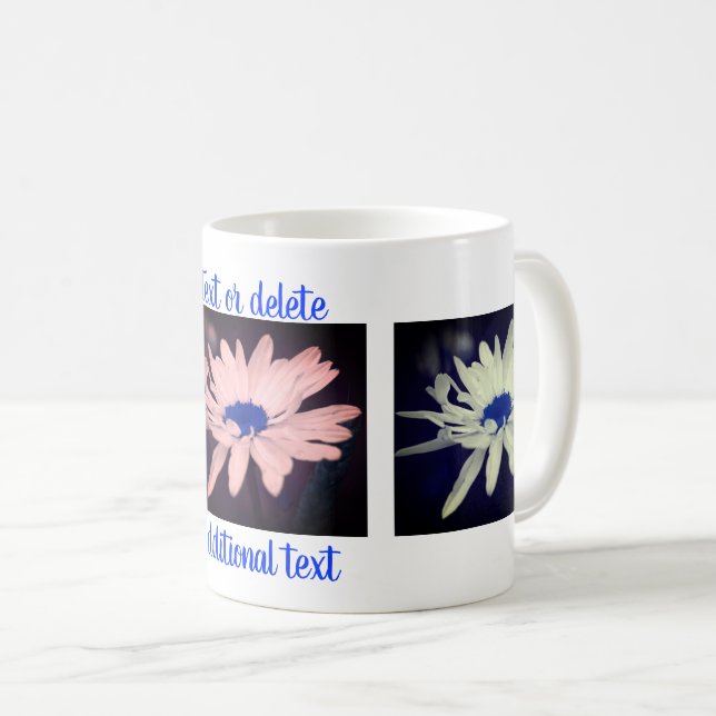 Blue Daisy Floral Art Photography Personalized Coffee Mug (Front Right)