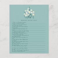 Blue daisy floral beautiful baby shower game flyer