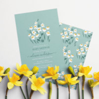 Blue daisy floral elegant beautiful baby shower invitation
