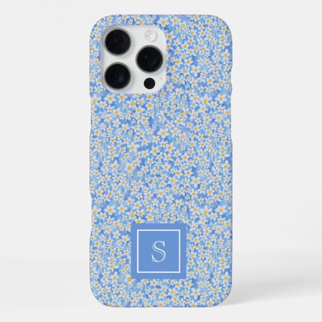 Blue Daisy Floral Pattern Personalized Iphone Case (Back)