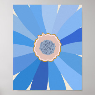 Blue Daisy Floral Poster